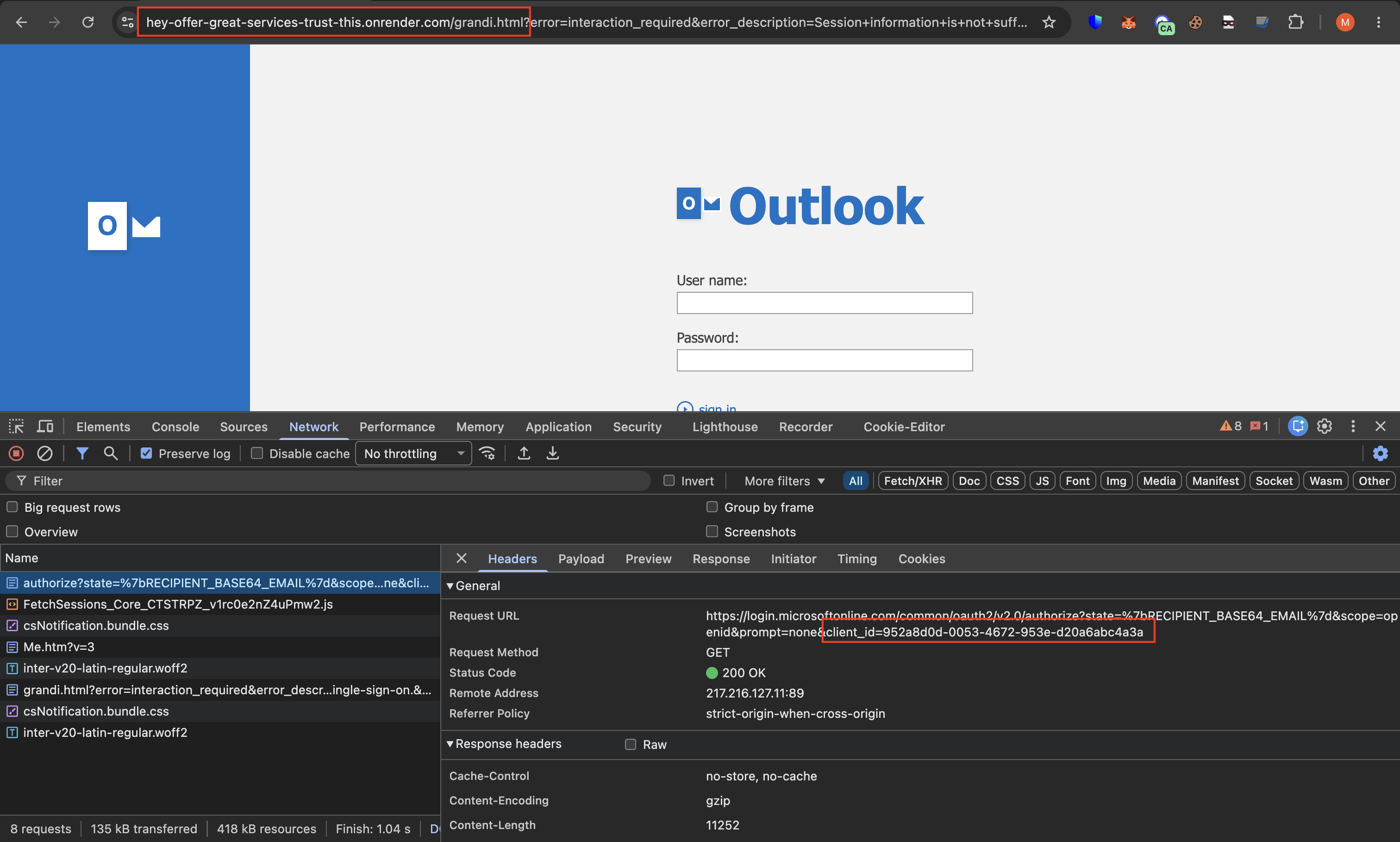 oauth-bypass detection phish page